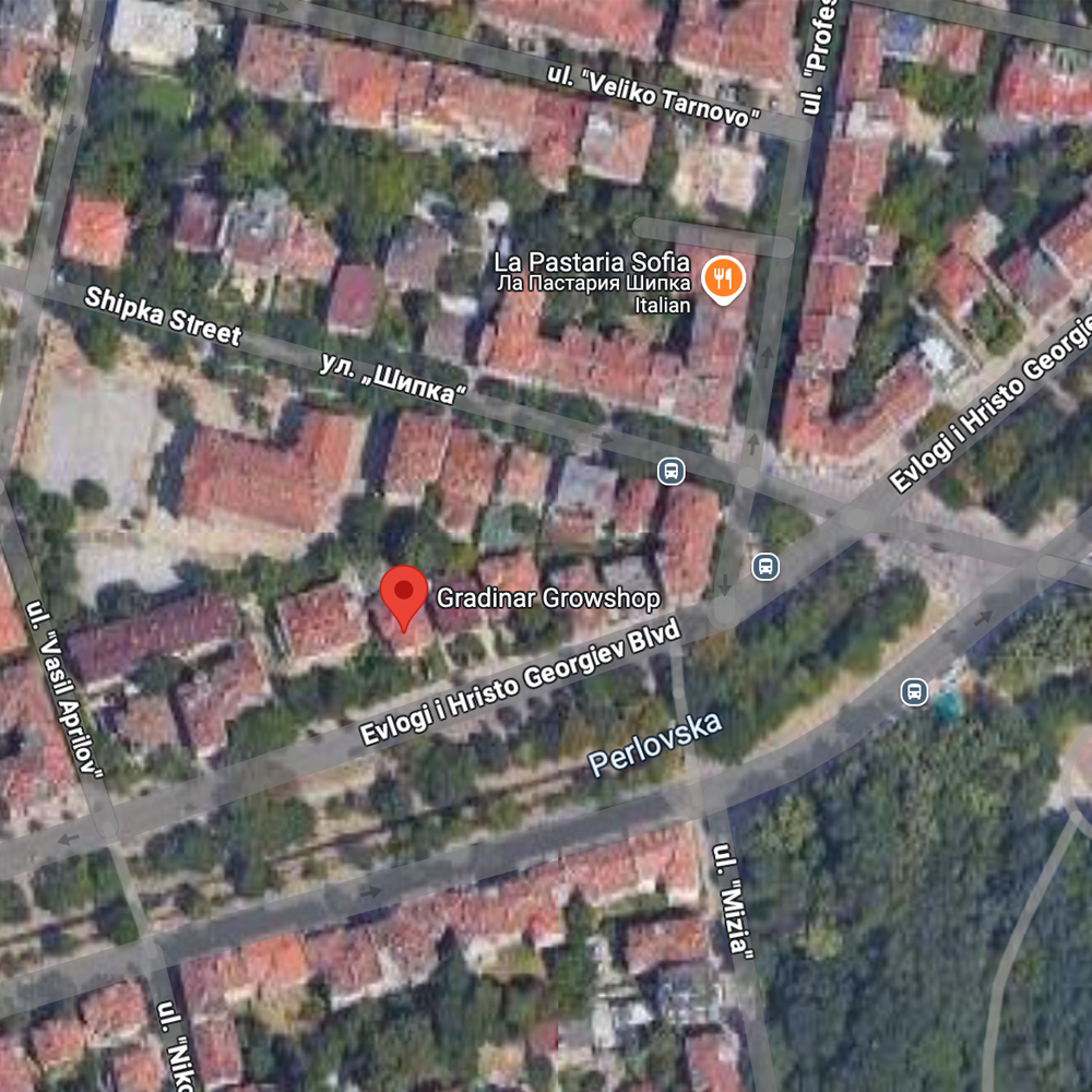 Map of Sofia with Growshop Gradinar marked