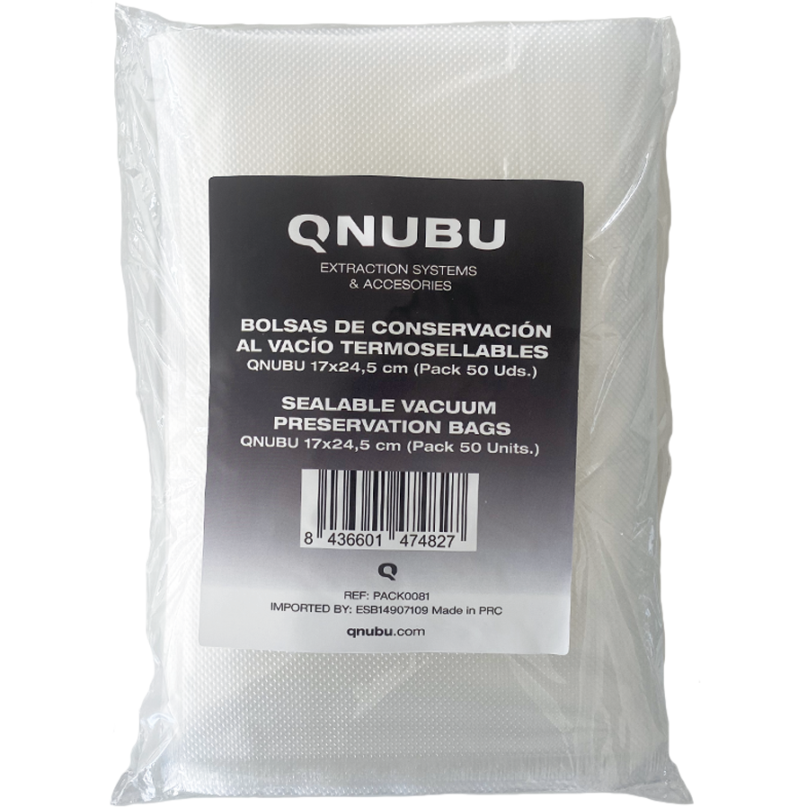 Heat-Sealblec Aluminum Foil Bags Qnubu 17x24.5sm (Pack 50 Units) - Vacuum Bags